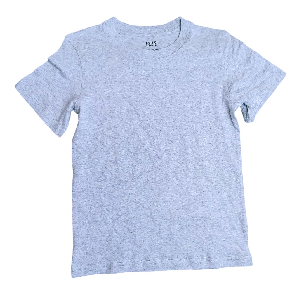 Falls Creek T-Shirt Boys Small Gray Excellent Short Sleeve Cotton Crew Neck Tee